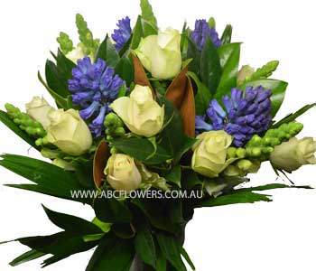 B002 South Bouquet of rose hyacinths and other white flowers
